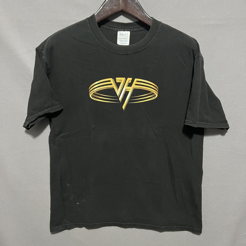 Van Halen M&O Knits Shirt Mens Large Black Gold Logo Graphic Tee T-Shirt Rock